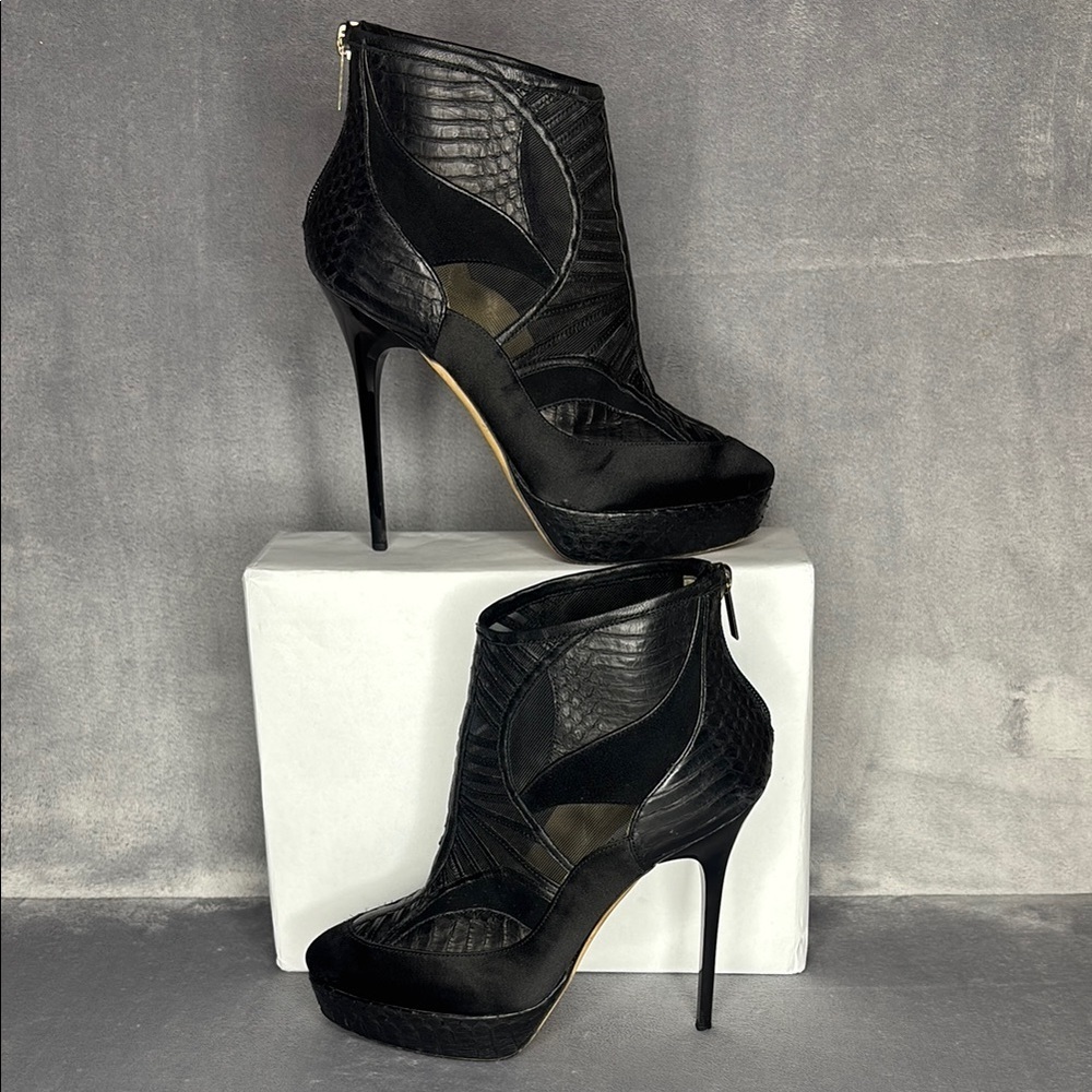 Jimmy Choo Snakeskin Platform Stiletto Ankle Boots Luxe Rare - Picture 3 of 11